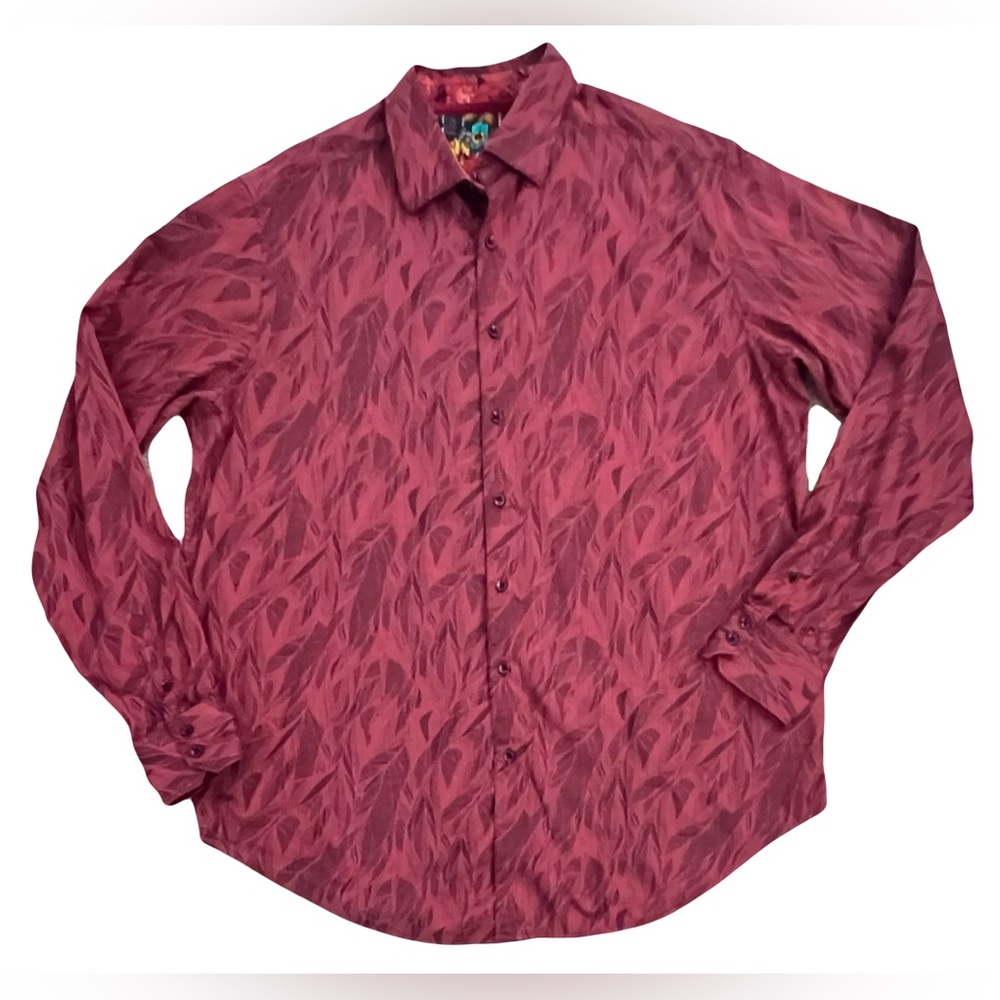 Robert Graham Shirt Long Sleeve Button Contrast Print Paisley Flip Cuffs 1XLT